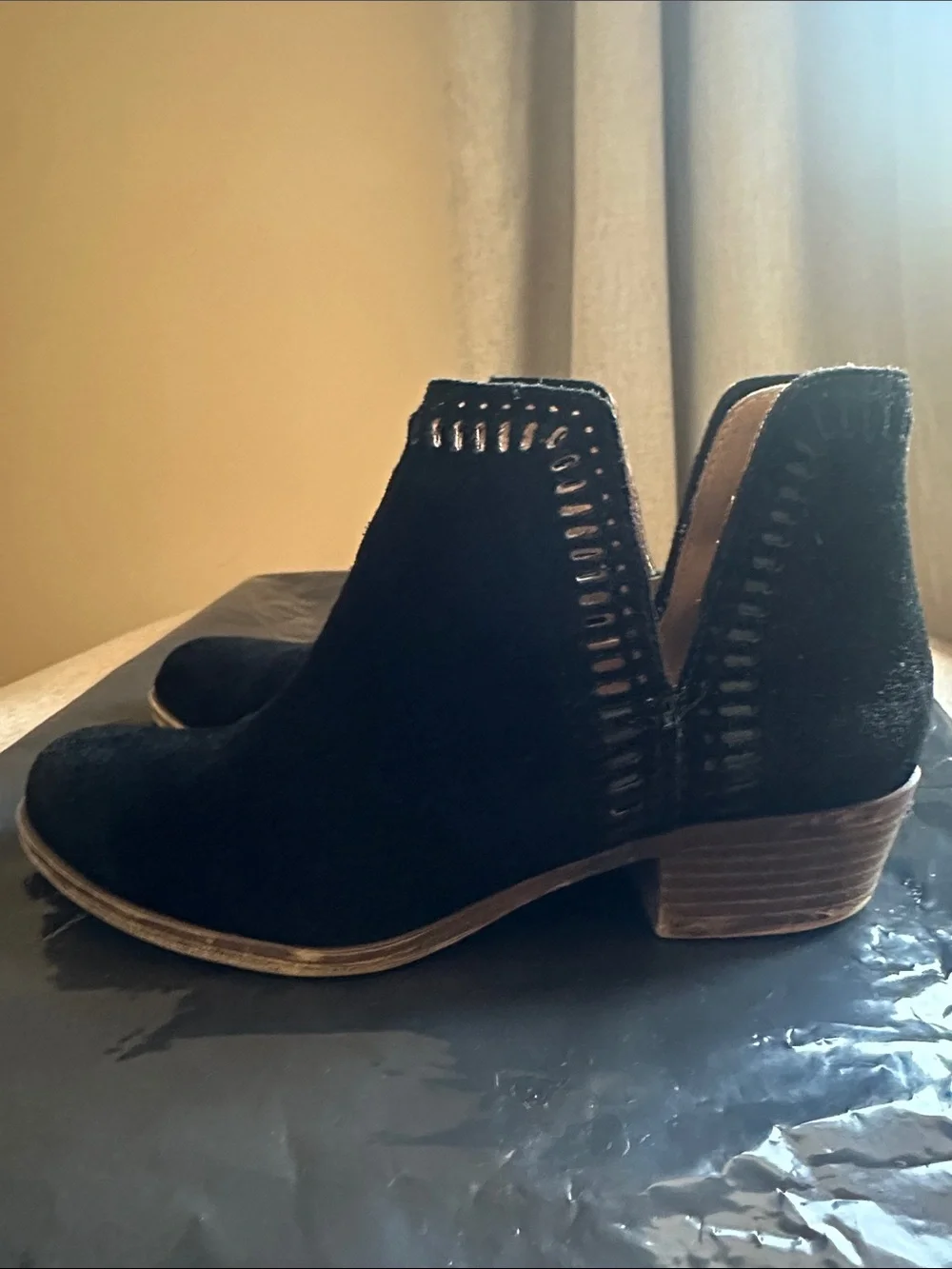 Black suede booties